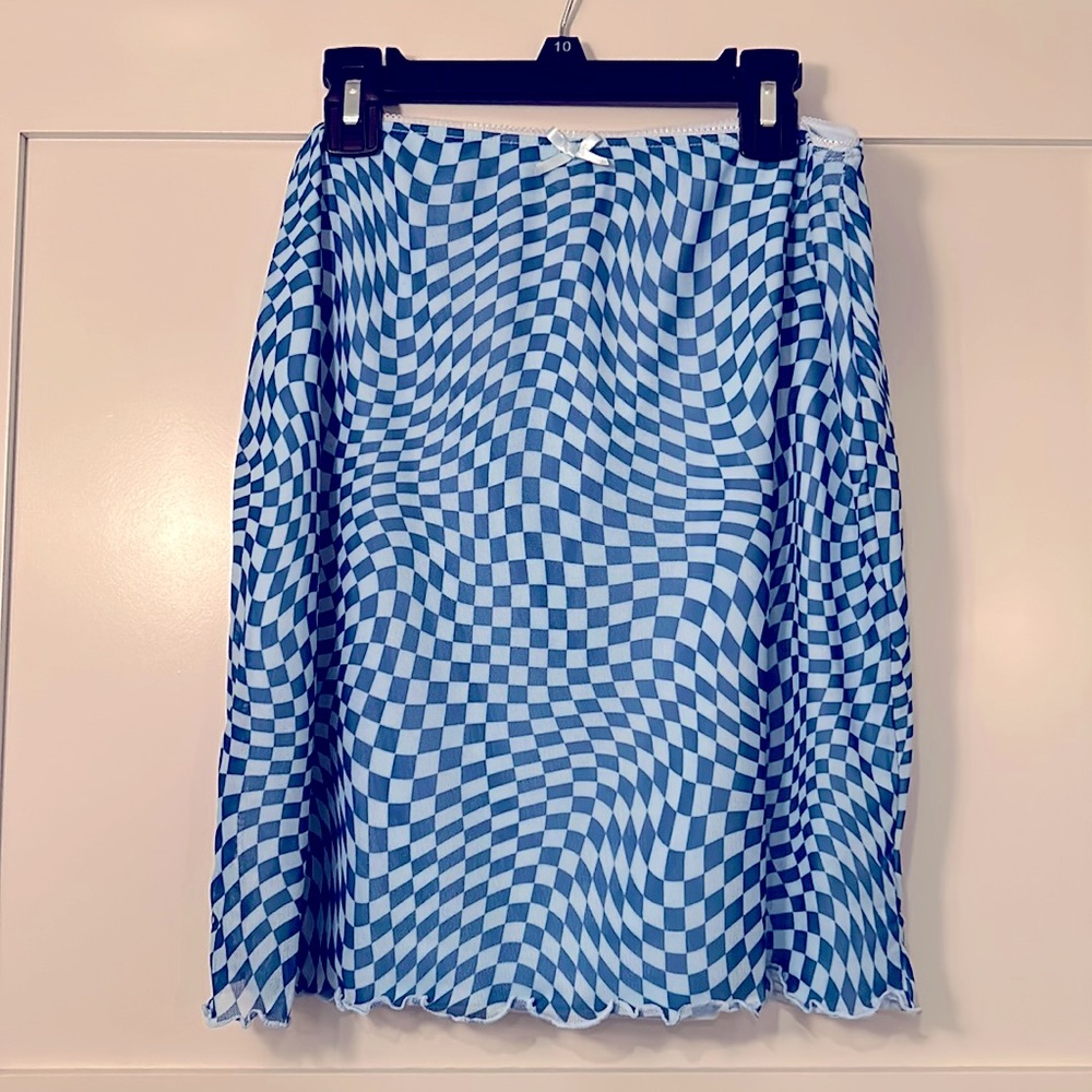 Blue Checkered Skirt by Wild Fable